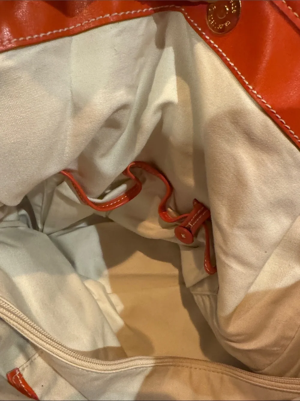 NWT Francesco Biasia Perfect Striped Canvas Leather Tote Bag Orange Luxury Italy - Picture 7 of 14